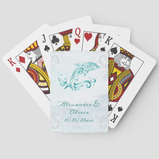 Jeu De Cartes Turquoise Dolphin Wedding Favor Card Deck (dos)