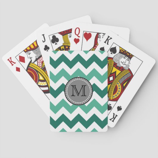 Jeu De Cartes Turquoise et Mint Chevron Zigzag Monogram (dos)