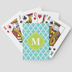Jeu De Cartes Turquoise et vert moderne marocain monogramme pers
