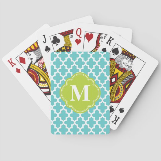 Jeu De Cartes Turquoise et vert moderne marocain monogramme pers (dos)
