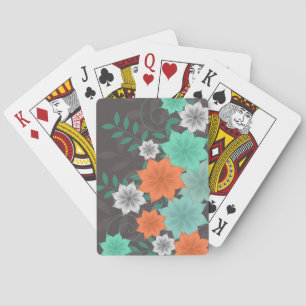 Jeu De Cartes Turquoise Floral Design Jouer Cartes