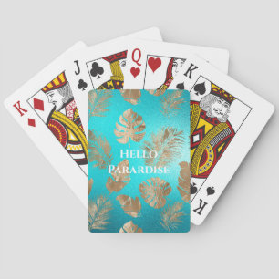 Jeu De Cartes Turquoise Gold Tropical Feuille