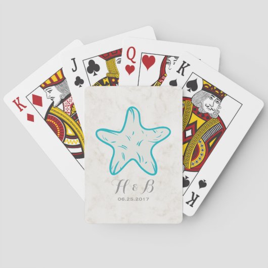 Jeu De Cartes Turquoise Rustic Starfish Mariage (dos)