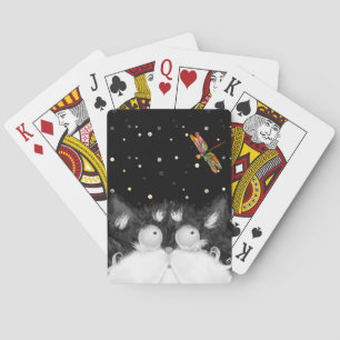 Jeu De Cartes Tuxedo Cat surpris par la libellule