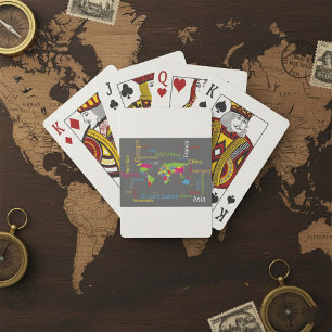 Jeu De Cartes Typographie colorée Carte du monde Mot moderne Voy