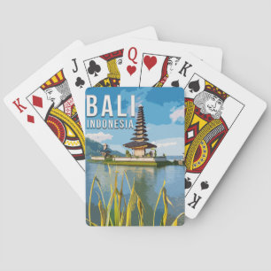Jeu De Cartes Ulun Danu Beratan Temple Indonésie Aquarelle