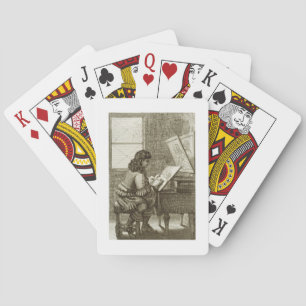 Jeu De Cartes Un artiste copiant sur un plat de gravure, imprimé