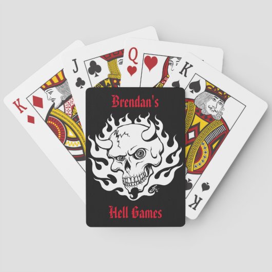 Jeu De Cartes Un crâne démon personnalisable en flammes (dos)