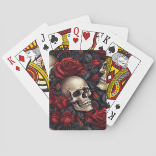 Jeu De Cartes Un crâne et une série Rose 10