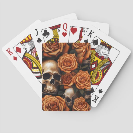 Jeu De Cartes Un crâne et une série Rose 9 (dos)