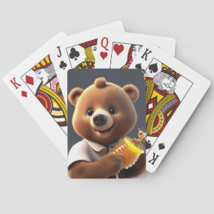 Jeu De Cartes Un dessin animé d'ours brun qui adore manger du mi