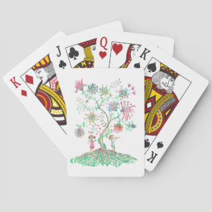 Jeu De Cartes Un dessin vibrant représente un arbre de fantaisie