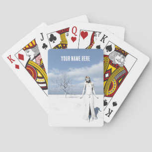 Jeu De Cartes Un elfe féminin marchant dans la neige.