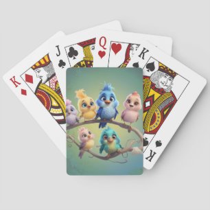 Jeu De Cartes Un joli défilé d'oiseaux de caricature aux couleur