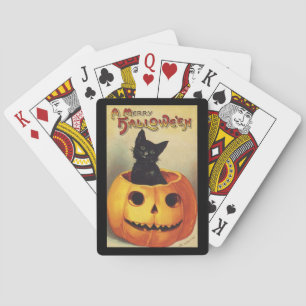 Jeu De Cartes Un joyeux Halloween par Ellen Clapsaddle, chat vin