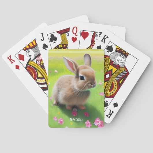 Jeu De Cartes Un mignon lapin dans une prairie fleurie (dos)
