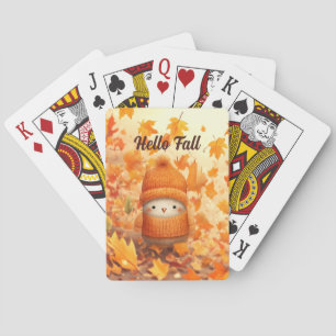 Jeu De Cartes Un mignon oiseau d'automne habillé pour l'automne