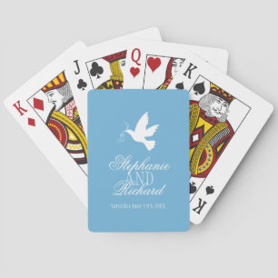 Jeu De Cartes Un nom de mariage bleu colombe blanc jouant aux ca