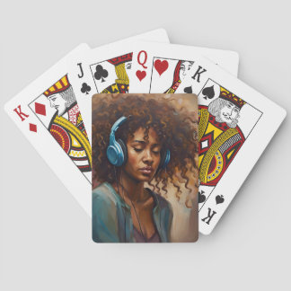Jeu De Cartes Une Américaine Africaine Jouant Des Cartes