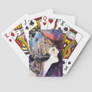 Jeu De Cartes Une femme Art déco à l'écharpe