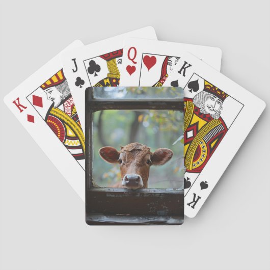 Jeu De Cartes Une vache curieuse qui regarde à travers une fenêt (dos)