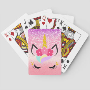 Jeu De Cartes Unicorn Ombre Parties scintillant personnalisées J
