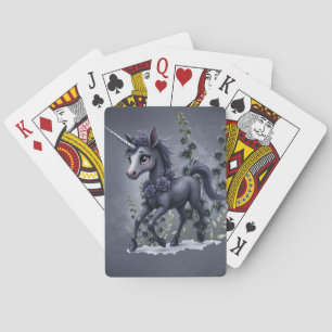 Jeu De Cartes Unicorne stylisée dans la splendeur florale.