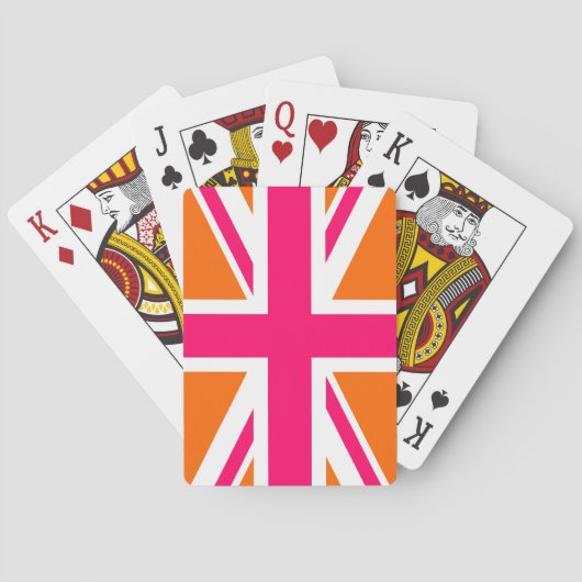 Jeu De Cartes Union Jack orange et rose (dos)