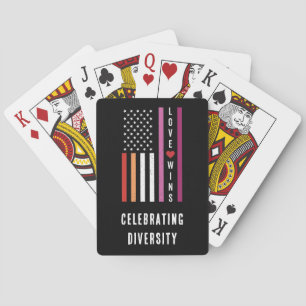 Jeu De Cartes USA American Flag Love remporte la LGBTQ Lesbian P