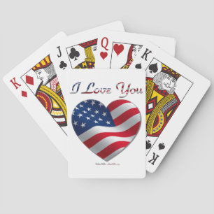 Jeu De Cartes USA Flag Heart Je t'aime