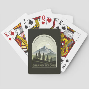 Jeu De Cartes Vacances de famille à la montagne Rétro Vert ID113