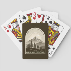 Jeu De Cartes Vacances en famille à la montagne rétro Brown ID11