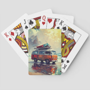 Jeu De Cartes Vacances Hippies dans un Van Ancien