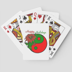 Jeu De Cartes Vacances Yin Yang Poinsettia Rouge Vert