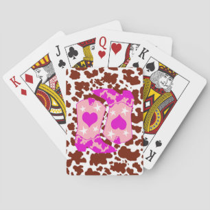 Jeu De Cartes Vache Brown Imprimer Boots de cowboy rose