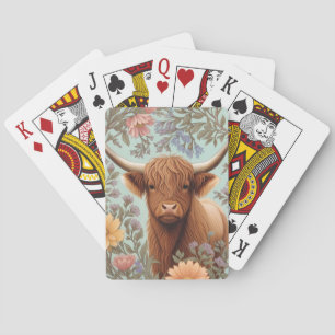 Jeu De Cartes Vache des Highlands Pastel Floral Inspiré de Willi