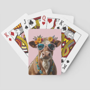 Jeu De Cartes Vache gaie avec lunettes de soleil