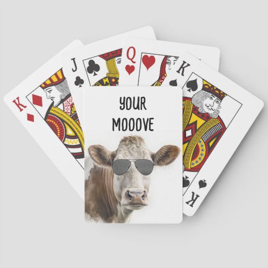 Jeu De Cartes Vache Hereford Avec Lunettes De Soleil (dos)