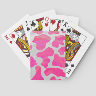 Jeu De Cartes Vache Imprimé Rose Chaud et Blanc