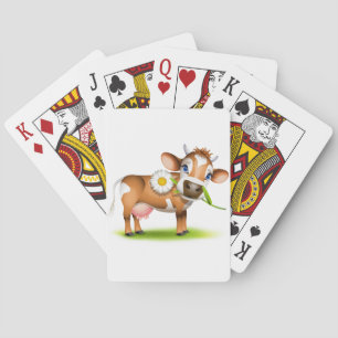 Jeu De Cartes Vache laitière de dessin animé mignonne avec fleur