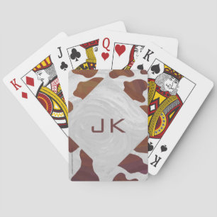 Jeu De Cartes Vache Marron et Blanc Monogramme