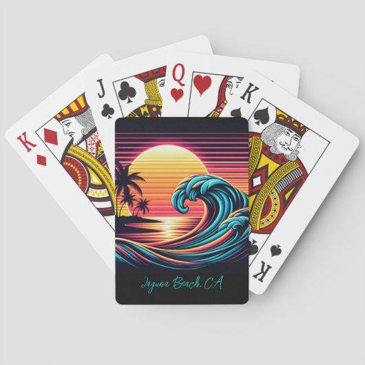 Jeu De Cartes Vague de Surf rétro Sunset (dos)