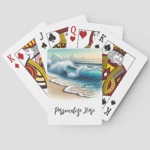Jeu De Cartes Vagues de l'océan se brisant sur la côte Rustique 