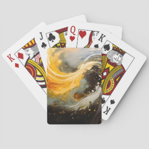 Jeu De Cartes Vagues modernes en marbre abstrait doré