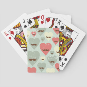 Jeu De Cartes Valentine motif avec coeur et moustache