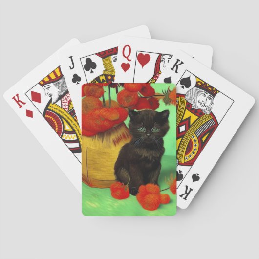 Jeu De Cartes Van Gogh Black Kitten Fleurs rouges (dos)