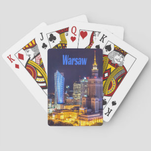 Jeu De Cartes Varsovie Pologne Nuit Skyline Varsovie Spire