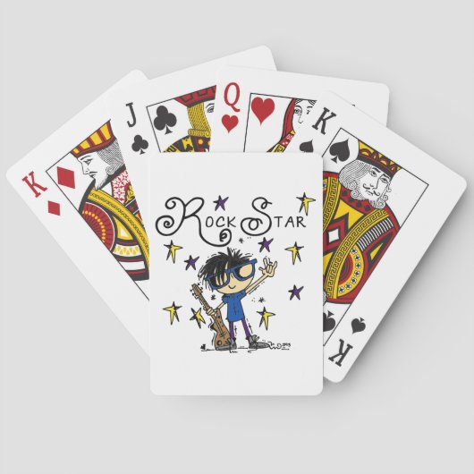 Jeu De Cartes Vedette du rock de garçon de cheveux noirs (dos)
