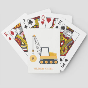 Jeu De Cartes Véhicule de grue de construction jaune Monogrammes