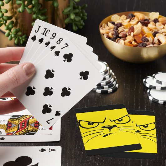 Jeu De Cartes Vélo Visage Chat Jaune Jouer Cartes (In Situ)